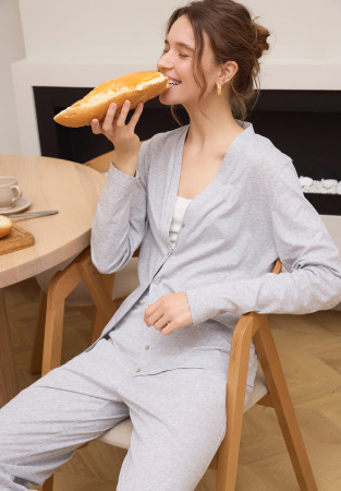 Кардиган из джерси серый меланж